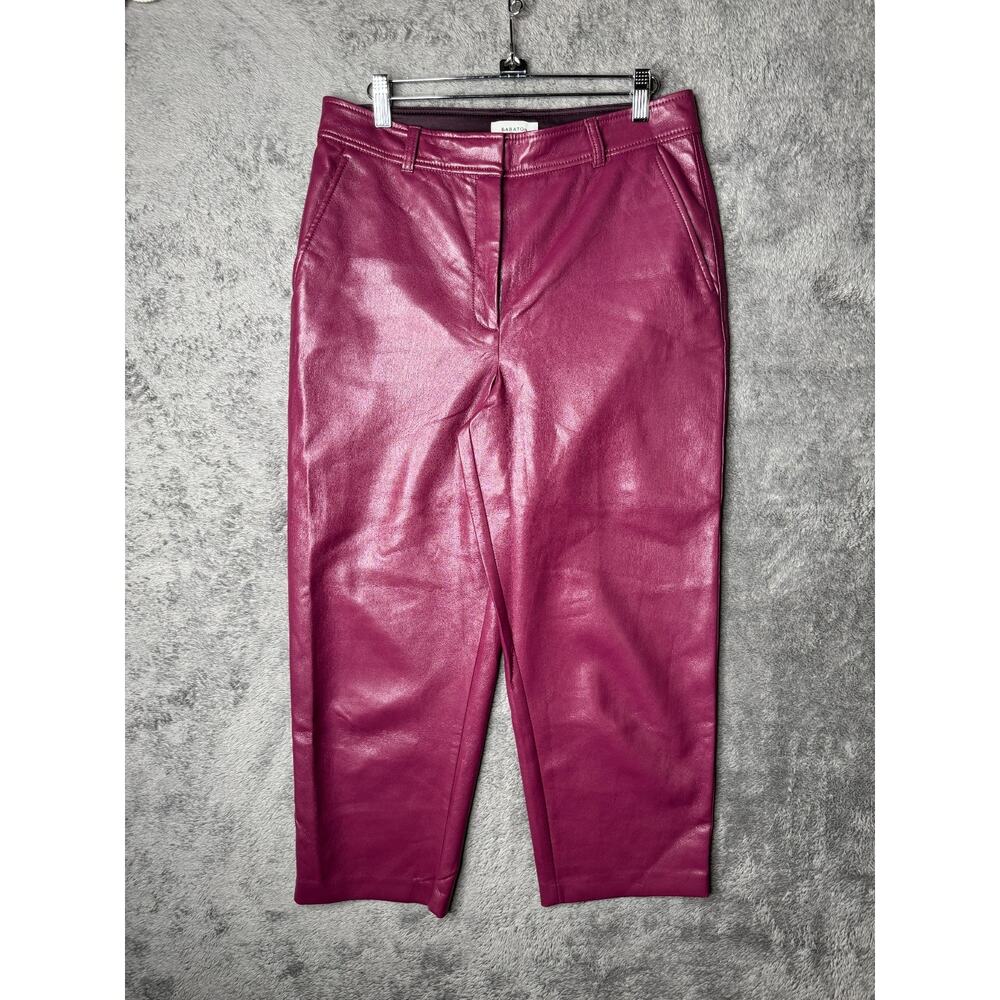Babaton Faux Leather Pants Cropped Deep Fuchsia Rasberry Sz 10 Soft 30x24